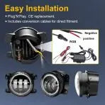 Flashtech 4" RGB Chasing Fog Lights for Wrangler JK, JL, Gladiator JT (12V Only)