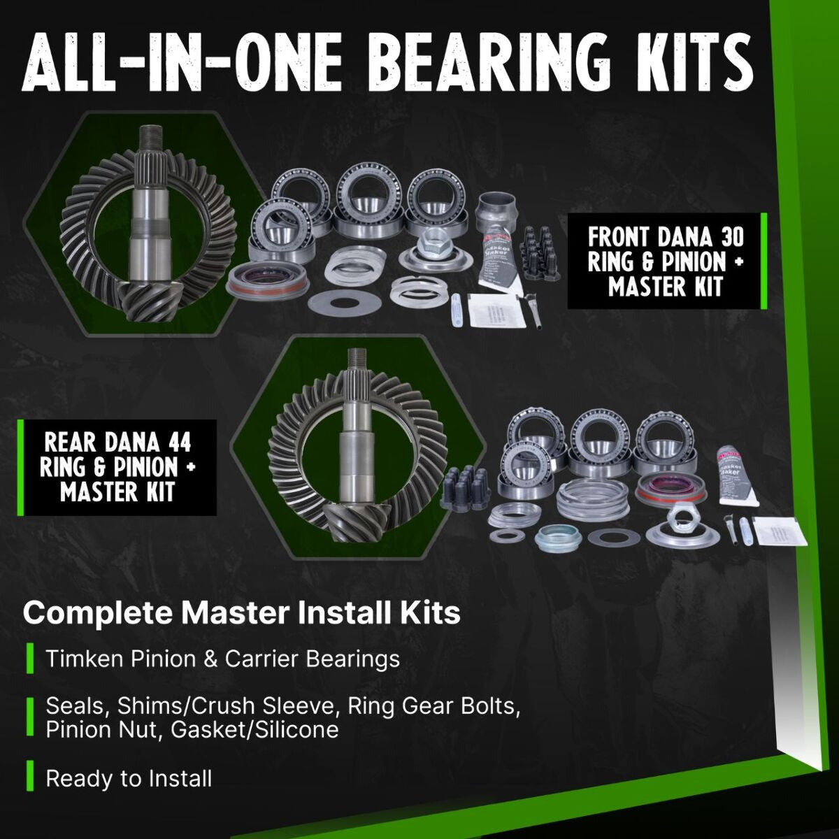 Jeep Wrangler JK Non-Rubicon 4.10-5.38 Ratio Timken Bearing Gear Package Revolution Gear