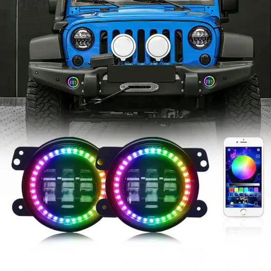 Flashtech 4" RGB Chasing Fog Lights for Wrangler JK, JL, Gladiator JT (12V Only)