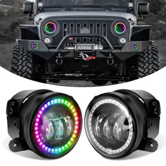 Flashtech 4" RGB Chasing Fog Lights for Wrangler JK, JL, Gladiator JT (12V Only)